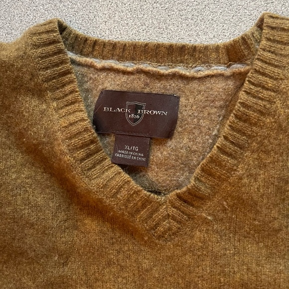 Black Brown 1826 Brown Wool Blend Elbow Patched Sweater Size XL - Picture 5 of 10